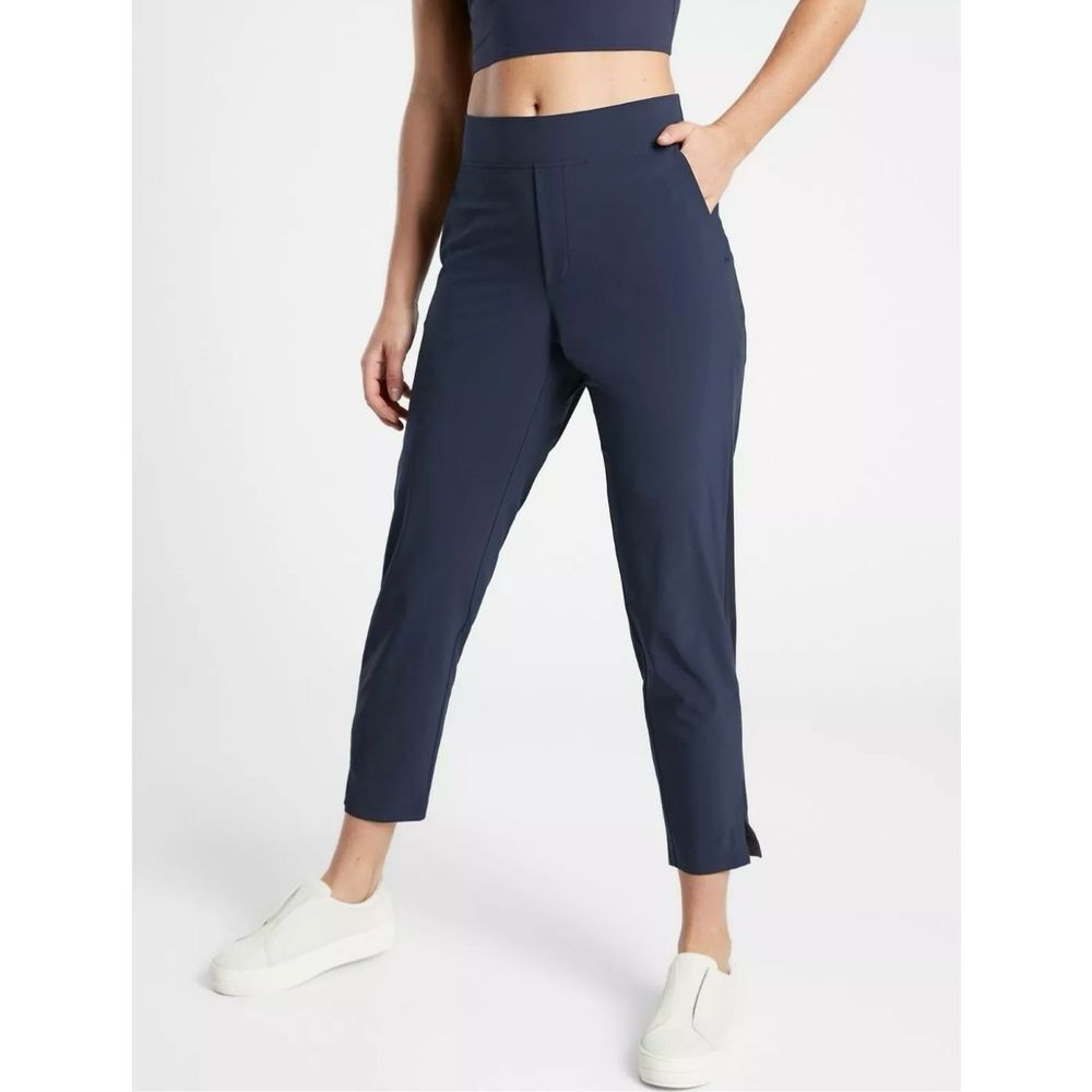Athleta Brooklyn Ankle Pants size 8 Navy Blue Petite Athleisure